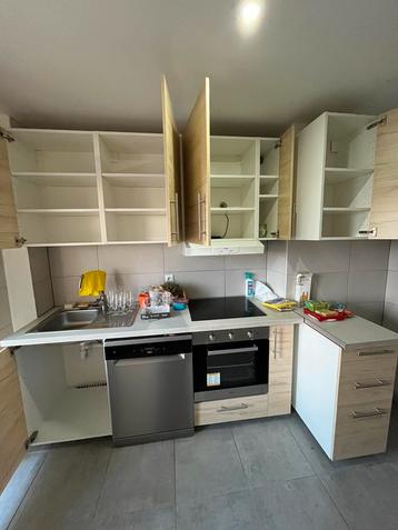 Keuken meubels + oven +  kookplaat te koop + dampkap, Huis en Inrichting, Ophalen, Enkelwandige keuken, Zo goed als nieuw, Grijs
