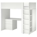 IKEA Hoogslaper, wit met bureau, 90x200 cm, Kinderen en Baby's, Ophalen, Gebruikt, Hoogslaper