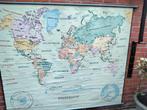 Oude  schoolkaart   van  de  wereld, Antiek en Kunst, Antiek | Schoolplaten, Ophalen