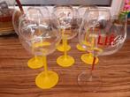 7 x verre ballon schweppes pied jaune + 1 verre  lifgin, Collections, Verres & Petits Verres, Verres et Verres à shot, Comme neuf