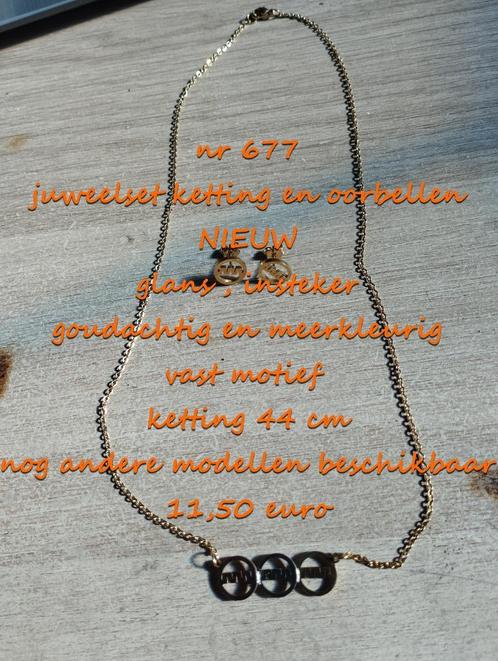 677. Juweelset : ketting en oorbellen , NIEUW , verzending i, Handtassen en Accessoires, Kettingen, Nieuw, Overige materialen