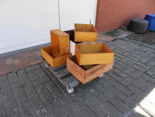 Houten bakken + transportkar, Doe-het-zelf en Bouw, Transportwagens, Gebruikt, Transportkar, Minder dan 60 liter, Ophalen