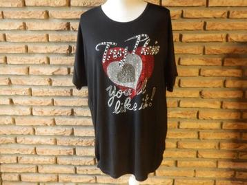 (96)- tee shirt femme t.40/42 noire - elisa immagine - beschikbaar voor biedingen