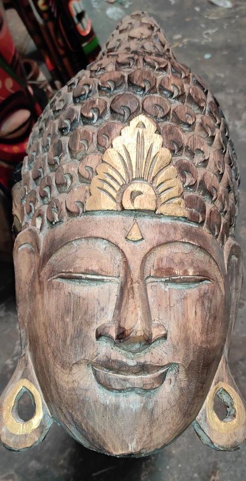 Masques bouddha en bois d albesia 50 cm mini 20€ pièce en pr, Antiquités & Art, Art | Art non-occidental, Enlèvement ou Envoi