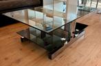 Moderne salontafel met glazen blad, Huis en Inrichting, Tafels | Salontafels, Ophalen, Gebruikt, 100 tot 150 cm, 50 tot 100 cm