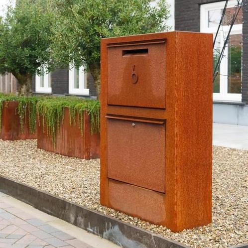 Brievenbus PACA cortenstaal voor pakket / pakjes, Tuin en Terras, Brievenbussen, Nieuw, Staande brievenbus, Staal, Verzenden