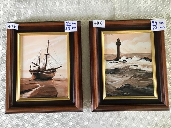 2 mooie schilderijen van 34 cm op 28 cm, Antiek en Kunst, Kunst | Schilderijen | Modern, Ophalen of Verzenden