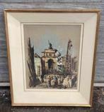 Gouache ancienne gare du midi a Bruxelles de Isidore saeys, Ophalen of Verzenden
