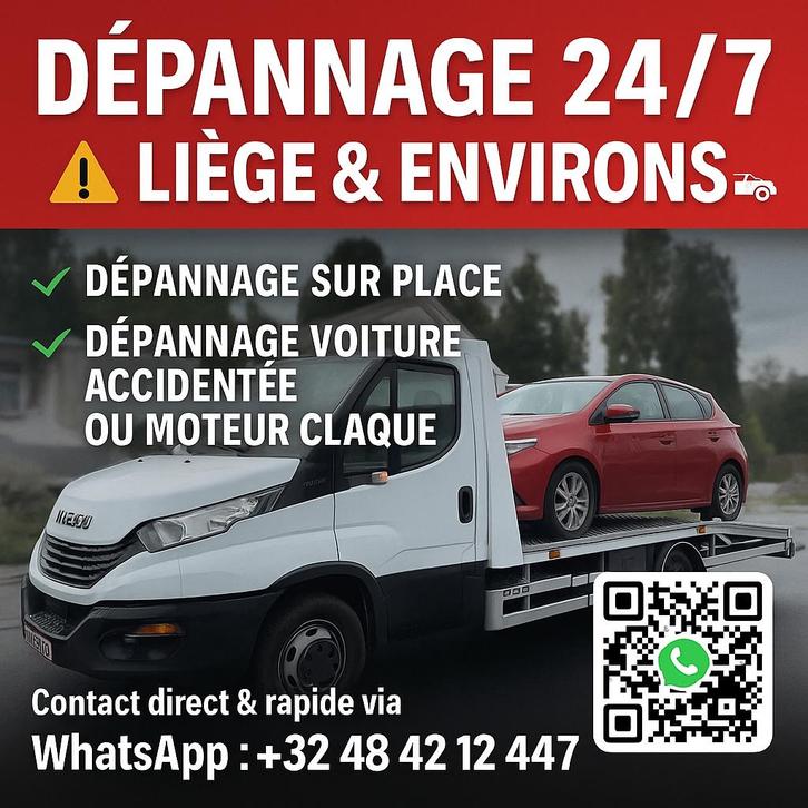 Dépannage / Dépanneur Liege 24/7, Autos : Divers, Modes d'emploi & Notices d'utilisation, Enlèvement