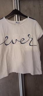 wit T-shirt met pailletten mayoral maat 140, Ophalen of Verzenden, Zo goed als nieuw, Meisje, Shirt of Longsleeve