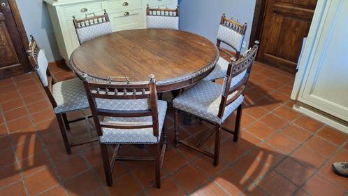 Ronde antieke tafel met 6 stoelen., Antiek en Kunst, Antiek | Meubels | Tafels, Ophalen