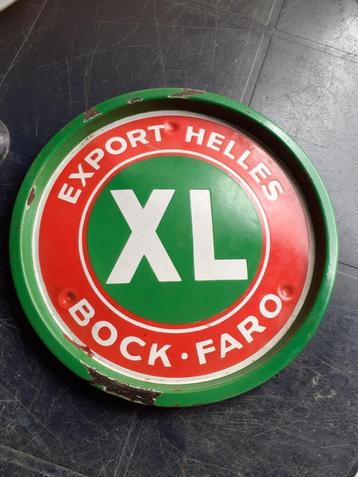 Plateau en émail Beers XL Export Helles Bock Faro., Enlèvement ou Envoi, Utilisé, Panneau, Plaque ou Plaquette publicitaire, Autres marques