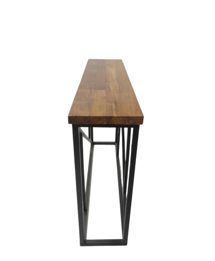wandtafel 120x32x94h teak met metaal, Huis en Inrichting, Tafels | Sidetables, Nieuw, 25 tot 50 cm, 100 tot 150 cm, Rechthoekig