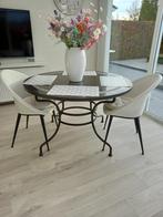 Tafel met marmeren blad + 2 stoelen Vincent Sheppard, Ophalen, Overige materialen, Rond, Zo goed als nieuw