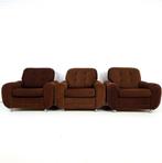 3x vintage easy chair donkerbruin corduroy jaren 70, Enlèvement