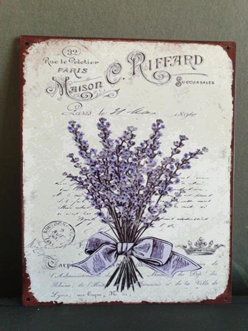 decoratie bord lavendel , metaal, Antiek en Kunst, Curiosa en Brocante, Ophalen of Verzenden