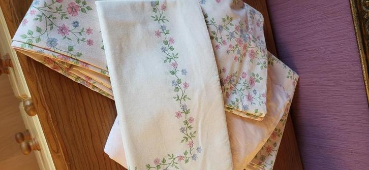 Drap + drap-housse + velours à motif floral en coton 1 perso, Maison & Meubles, Chambre à coucher | Linge de lit, Utilisé, Autres types