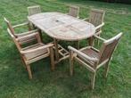 teak tuinset, tafel + 6 stoelen, Tuin en Terras, Ophalen, Zo goed als nieuw, Teakhout, Tuinset