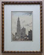 ONBEKEND / KATHEDRAAL ANTWERPEN / GRAVURE + AQUA / 37x30cm, Ophalen of Verzenden