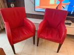 2 rode leren stoelen, Enlèvement, Utilisé, Cuir
