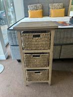 Houten kastje met 3 rieten manden, Antiek en Kunst, Ophalen