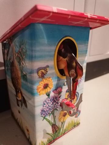 blikken spaarpot vogelhuis, Enlèvement, Comme neuf, Métal ou Fer blanc