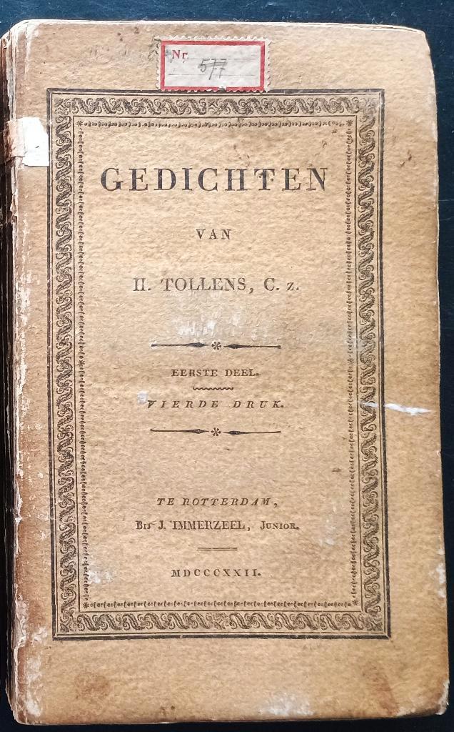 H.TOLLENS. Gedichten. 1822. 2 vol., Antiek en Kunst, Antiek | Boeken en Manuscripten, Ophalen of Verzenden