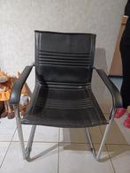 Lederen stoel met inox buizenstel, Ophalen, Zwart, Metaal, Eén