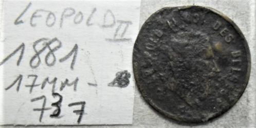 Token LEOPOLD II shooting Anvers 1881 17mm kwaliteit B, Postzegels en Munten, Penningen en Medailles, Overige materialen, Ophalen of Verzenden
