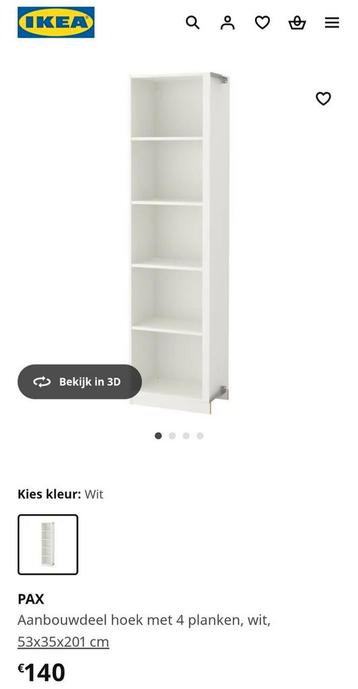 IKEA PAX hoek aanbouwdeel 201cm, Huis en Inrichting, Kasten | Kleerkasten, Ophalen, Met plank(en), 200 cm of meer, Pax