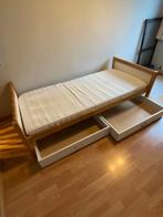 1 persoonsbed + 2 laden voor onder bed, Huis en Inrichting, Slaapkamer | Bedden, Gebruikt, 90 cm, Eenpersoons, Bruin
