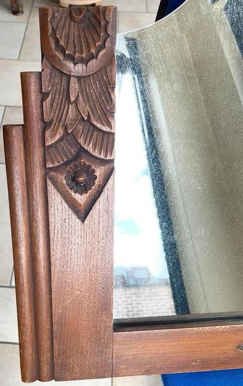 Antieke Spiegel in houten gesculpteerde lijst, Antiek en Kunst, Antiek | Woonaccessoires, Ophalen of Verzenden