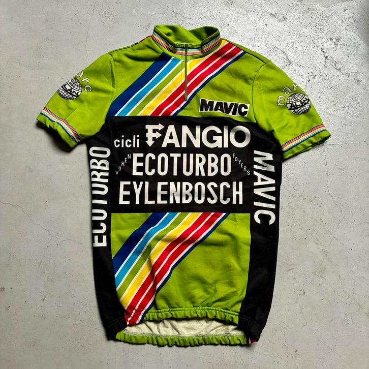 Fangio Ecoturbo Eylenbosch 1986 koerstrui wielertrui vintage, Fietsen en Brommers, Fietsaccessoires | Fietskleding, Gebruikt, Overige maten