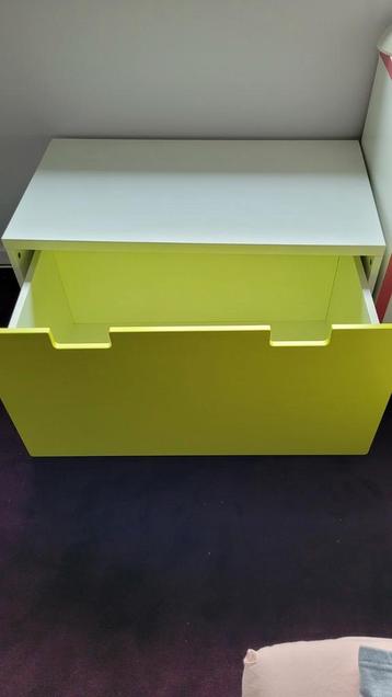Banc avec rangement jouets, blanc/vert 90 x 49 x 50 cm beschikbaar voor biedingen