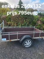 Aanhangwagen enkelas vernieuwd 2m50 x 1m32, Auto diversen, Aanhangers en Bagagewagens, Ophalen of Verzenden, Zo goed als nieuw