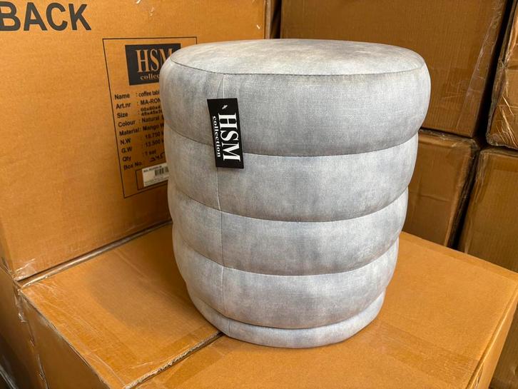 Nieuwe ronde poef rings HSM collectie, Huis en Inrichting, Zetels | Voetbanken en poefs, Nieuw, Minder dan 50 cm, Rond, Stof, Ophalen of Verzenden