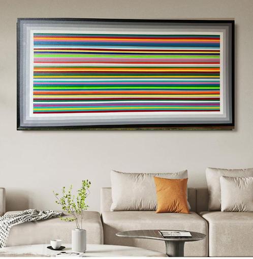 Schilderij: "STRIPES". 140/70/4 cm., Antiquités & Art, Art | Peinture | Moderne, Enlèvement