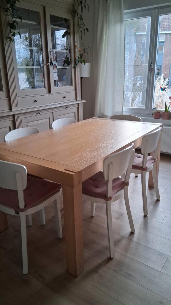 Zeer solide houten eettafel 170x95 (uitschuifbaar tot 270), Huis en Inrichting, Complete eetkamers, Ophalen