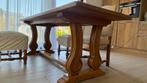 Houten tafel met 6 stoelen, Huis en Inrichting, Ophalen, Hand made, 200 cm of meer, 50 tot 100 cm