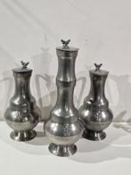 Set van 3 Franse tinnen wijn , melk en water karaf schenkkan, Ophalen of Verzenden