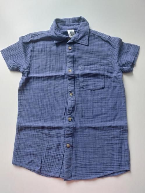 Hemdje tertra korte mouw maat:134/140 blauw 4€, Kinderen en Baby's, Kinderkleding | Maat 134, Zo goed als nieuw, Jongen, Overhemd of Blouse