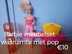 Barbie meubelset wasruimte met pop, Kinderen en Baby's, Speelgoed | Poppen, Ophalen of Verzenden, Gebruikt, Barbie