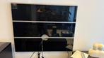Wandhouder voor Tv in zwart glas met beugel en kabeldoorvoer, Huis en Inrichting, Kasten | Wandmeubels, Ophalen, Gebruikt, Glas