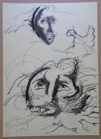 ROGER SOMVILLE / TWEE FIGUREN / ZW-W LITHO / 70x50cm / SIG, Antiek en Kunst, Ophalen of Verzenden