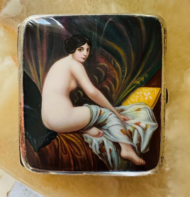 Vintage Alpaka  sigarettenhouder, Verzamelen, Rookartikelen, Aanstekers en Luciferdoosjes, Gebruikt, Overige typen, Ophalen of Verzenden