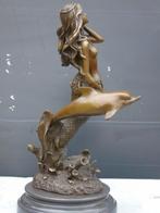 statue en bronze signé d une sirène et un dauphin ..., Bronze, Enlèvement ou Envoi