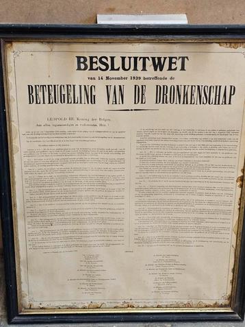 Besluitwet betreffende de beteugeling van de dronkenschap, u beschikbaar voor biedingen