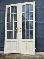 Antiek dubbele deur, suite deuren, glas ruitjes paneel hout, Doe-het-zelf en Bouw, Deuren en Vliegenramen, Binnendeur, Ophalen of Verzenden
