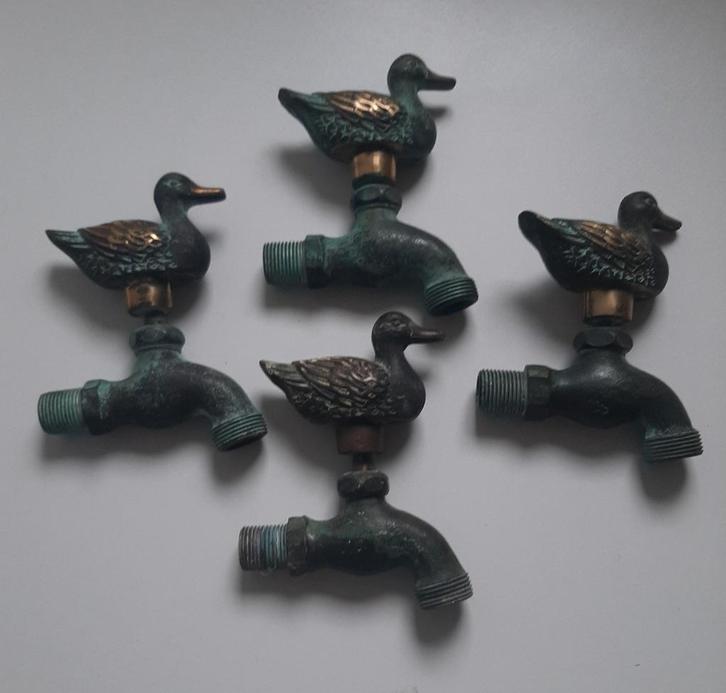 Nostalgische Messing Buitenkranen met Eend 4stuks, Tuin en Terras, Buitenkranen, Zo goed als nieuw, Ophalen of Verzenden
