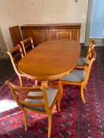 Massief houten tafel + 6 stoelen + dressoir, Huis en Inrichting, Ophalen, Zo goed als nieuw